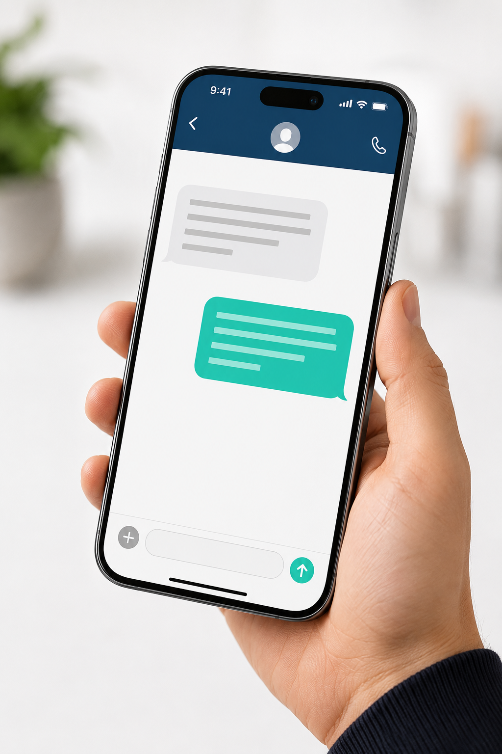 Phone screen showing the missed-call text conversation