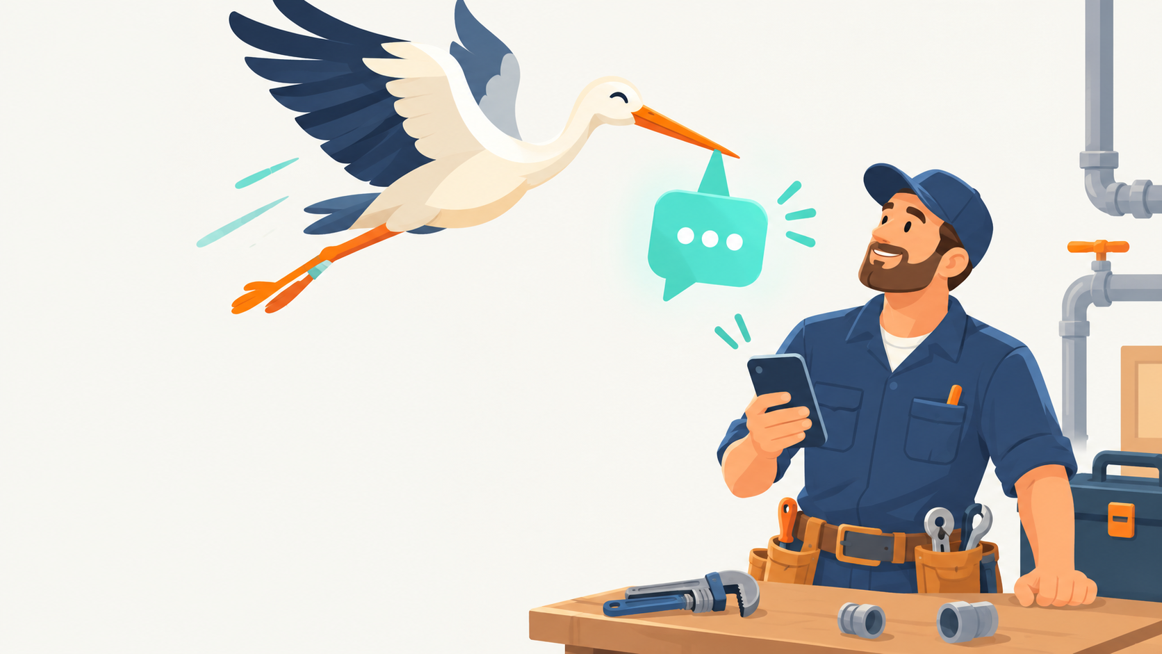 CallStork delivers a missed-call text straight to a tradesperson's phone